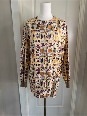 Women's Printed Long Sleeve warmup scrub Top